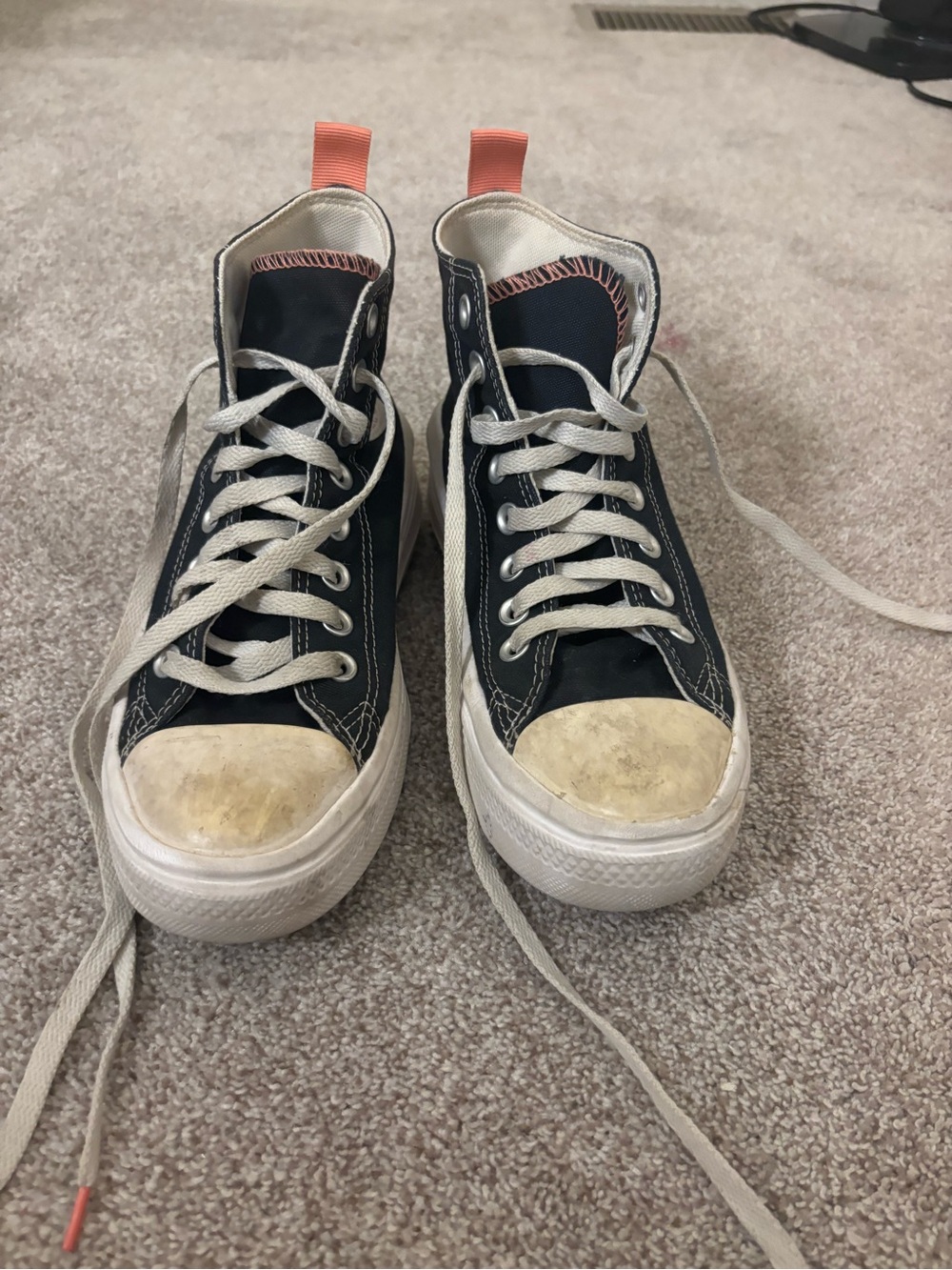 Women’s Black Canvas High-Top Sneakers with White Soles